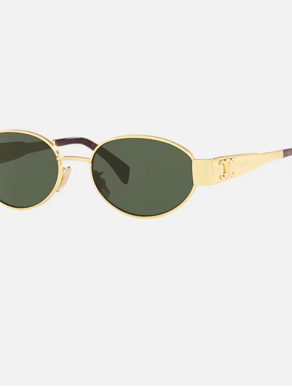 Gold Oval Sunglasses with Green Lenses
